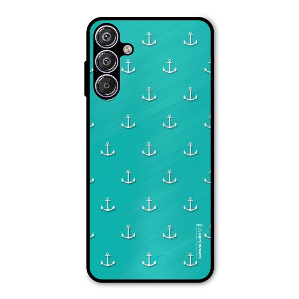 Light Blue Anchor Metal Back Case for Galaxy F15
