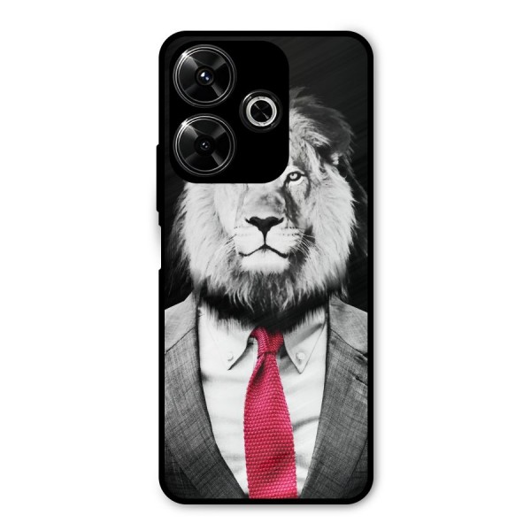 Lion with Red Tie Metal Back Case for Poco M6 Plus