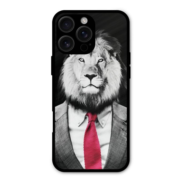 Lion with Red Tie Metal Back Case for iPhone 16 Pro Max