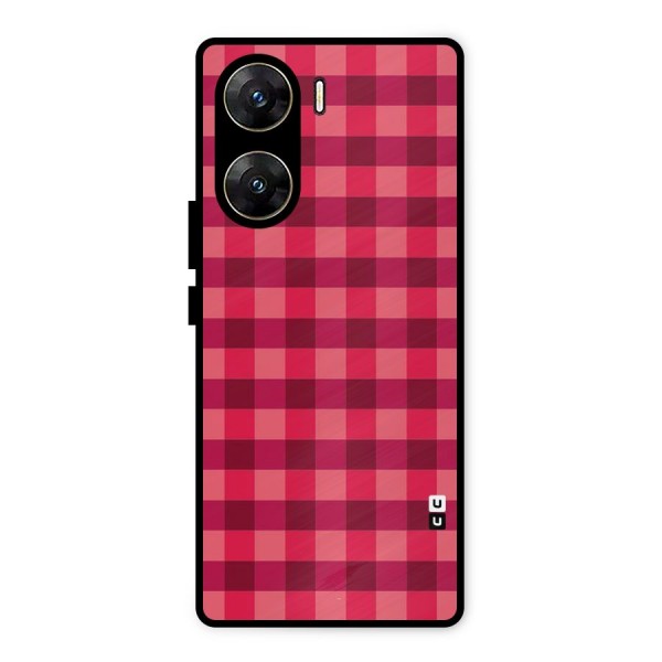 Love Checks Metal Back Case for Vivo V29e