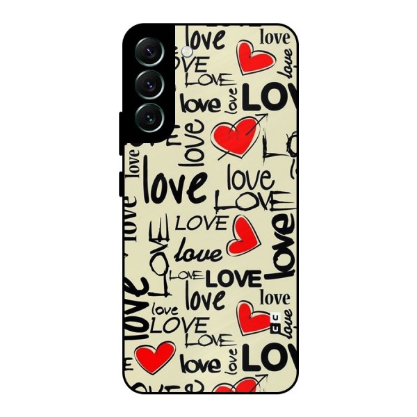 Love Hearts Pattern Metal Back Case for Galaxy S22 Plus 5G