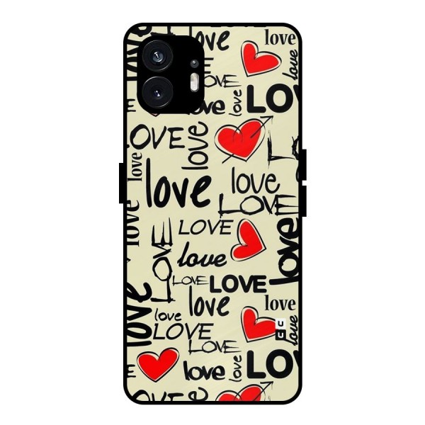 Love Hearts Pattern Metal Back Case for Nothing Phone 2