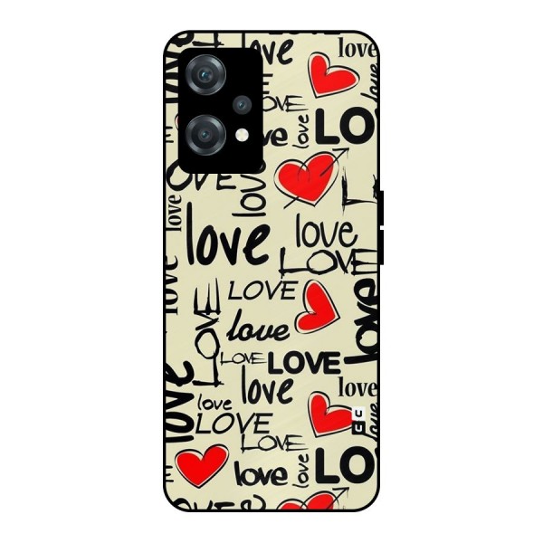 Love Hearts Pattern Metal Back Case for OnePlus Nord CE 2 Lite 5G