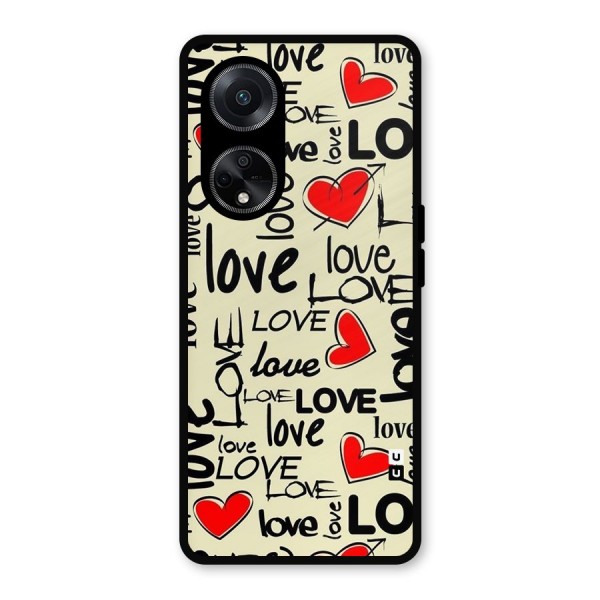 Love Hearts Pattern Metal Back Case for Oppo F23