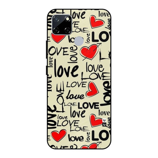 Love Hearts Pattern Metal Back Case for Realme Narzo 30A