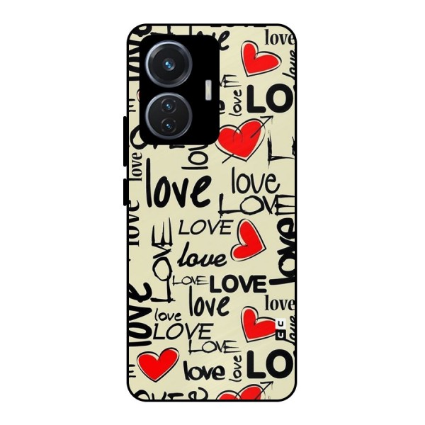 Love Hearts Pattern Metal Back Case for iQOO Z6 44W