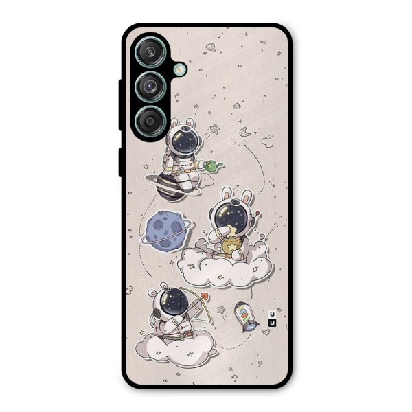 Lovely Astronaut Playing Metal Back Case for Galaxy M55 5G