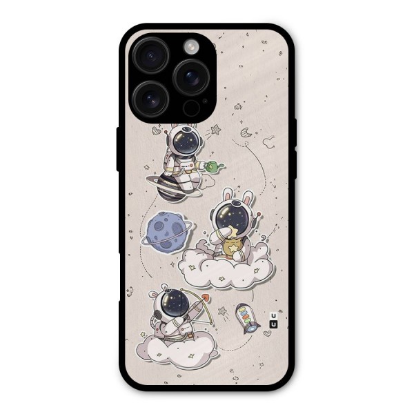 Lovely Astronaut Playing Metal Back Case for iPhone 16 Pro Max