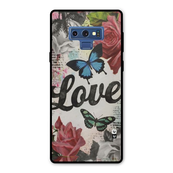Lovely Butterfly Love Metal Back Case for Galaxy Note 9
