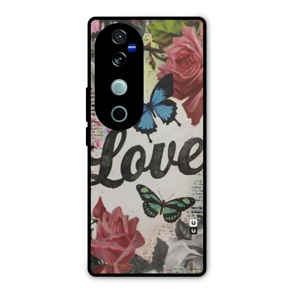 Lovely Butterfly Love Metal Back Case for Vivo V40 Pro