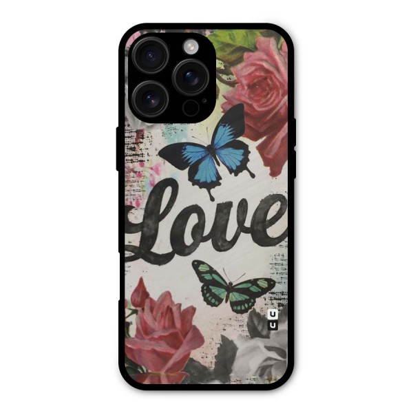 Lovely Butterfly Love Metal Back Case for iPhone 16 Pro Max