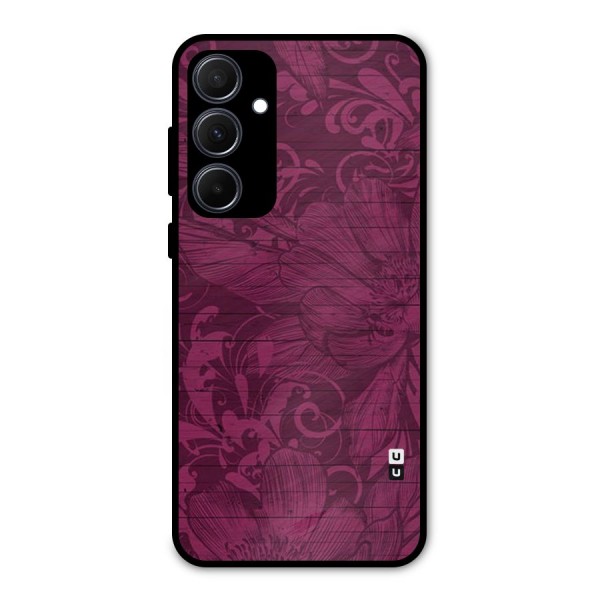 Magenta Floral Pattern Metal Back Case for Galaxy A35
