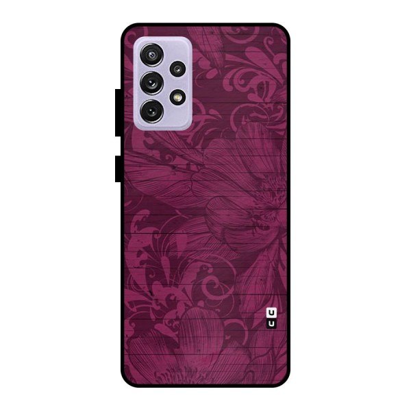 Magenta Floral Pattern Metal Back Case for Galaxy A72