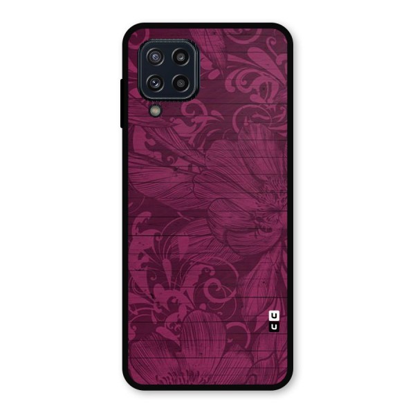 Magenta Floral Pattern Metal Back Case for Galaxy M32
