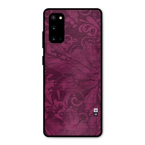 Magenta Floral Pattern Metal Back Case for Galaxy S20
