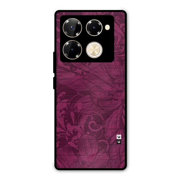 Magenta Floral Pattern Metal Back Case for Infinix Note 40 Pro