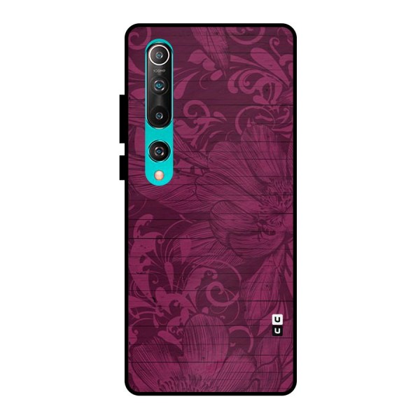 Magenta Floral Pattern Metal Back Case for Mi 10