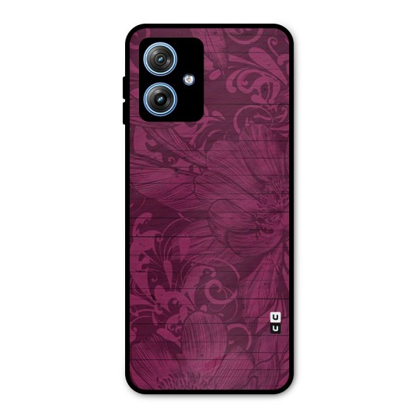 Magenta Floral Pattern Metal Back Case for Moto G54