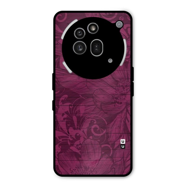 Magenta Floral Pattern Metal Back Case for Nothing Phone 3a Pro