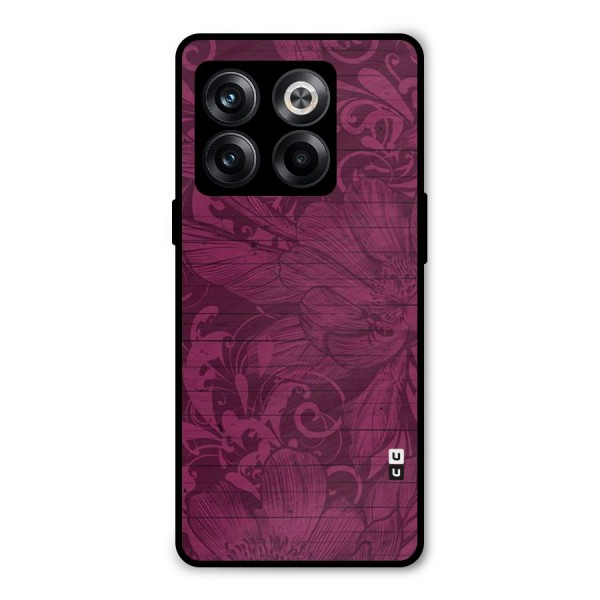 Magenta Floral Pattern Metal Back Case for OnePlus 10T