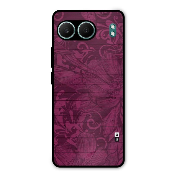 Magenta Floral Pattern Metal Back Case for OnePlus Nord 4