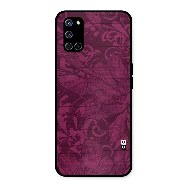 Magenta Floral Pattern Metal Back Case for Oppo A52