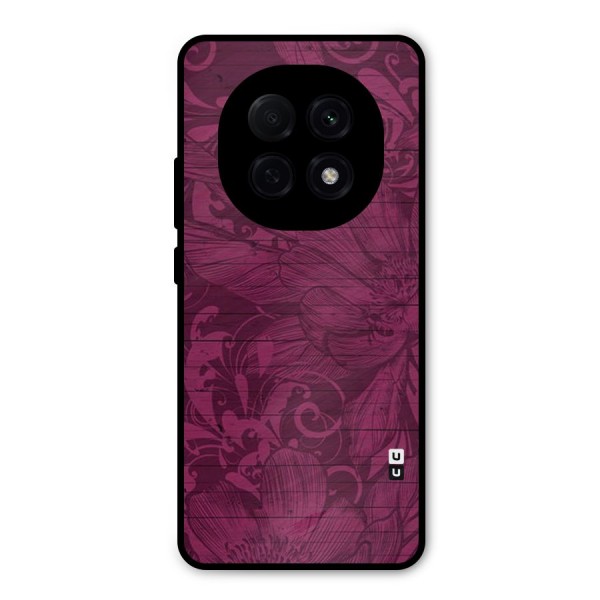 Magenta Floral Pattern Metal Back Case for Oppo F29 Pro