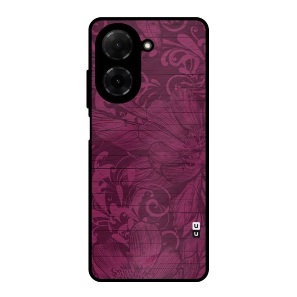 Magenta Floral Pattern Metal Back Case for Poco C71