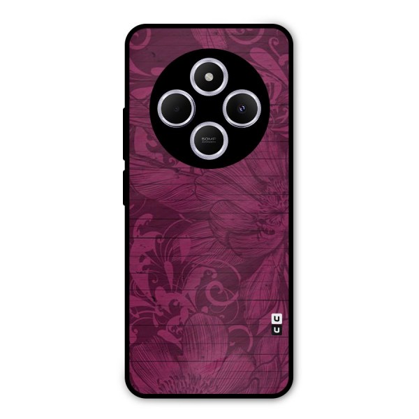 Magenta Floral Pattern Metal Back Case for Poco C75 5G