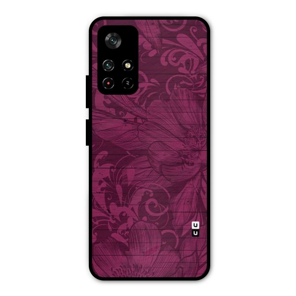 Magenta Floral Pattern Metal Back Case for Poco M4 Pro 5G