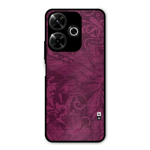 Magenta Floral Pattern Metal Back Case for Poco M6 Plus