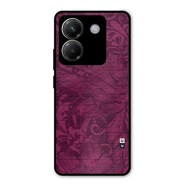 Magenta Floral Pattern Metal Back Case for Poco M7 Pro 5G