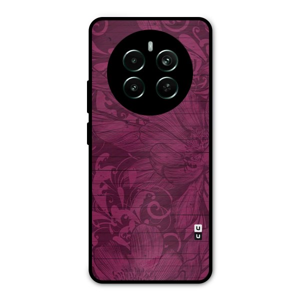 Magenta Floral Pattern Metal Back Case for Realme 12 Pro Plus