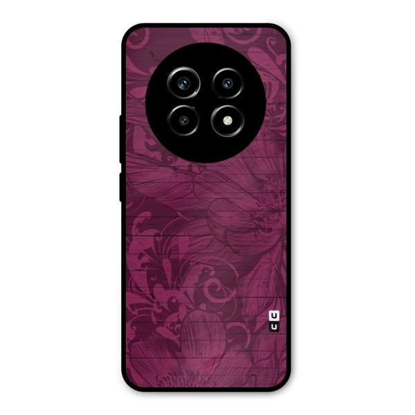 Magenta Floral Pattern Metal Back Case for Realme 13 Pro