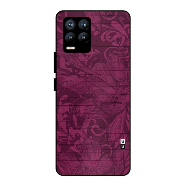 Magenta Floral Pattern Metal Back Case for Realme 8 Pro