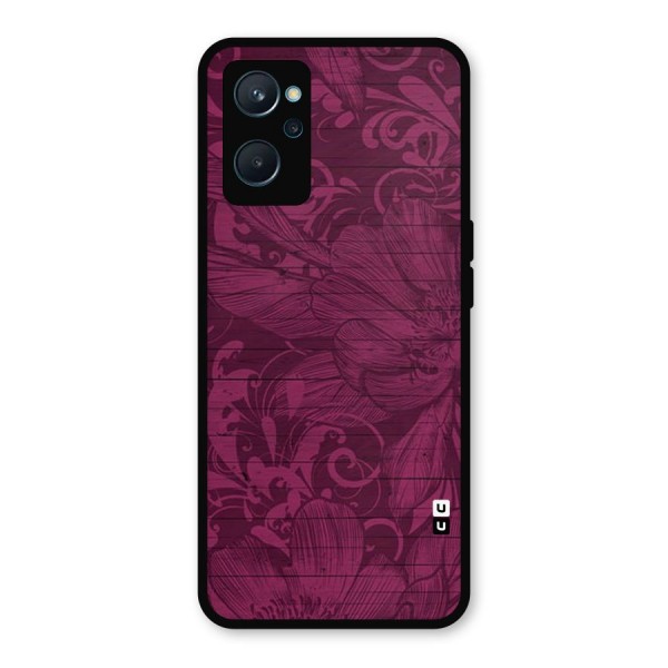 Magenta Floral Pattern Metal Back Case for Realme 9i
