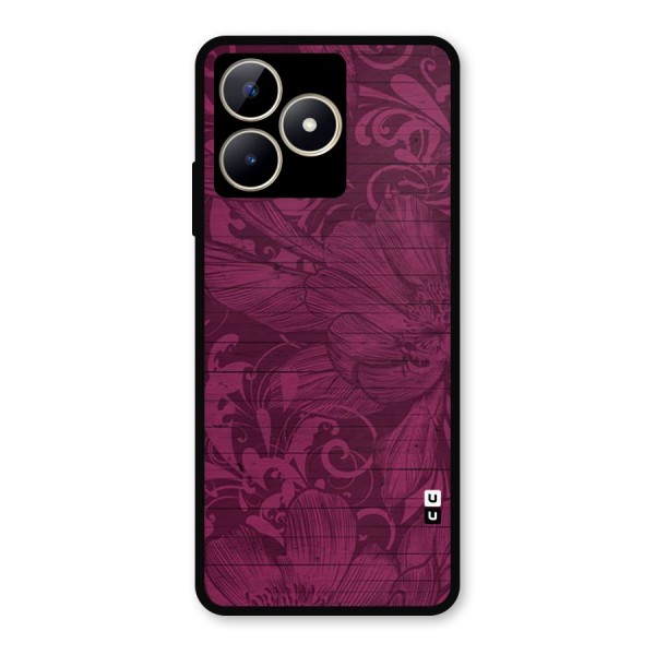 Magenta Floral Pattern Metal Back Case for Realme C53