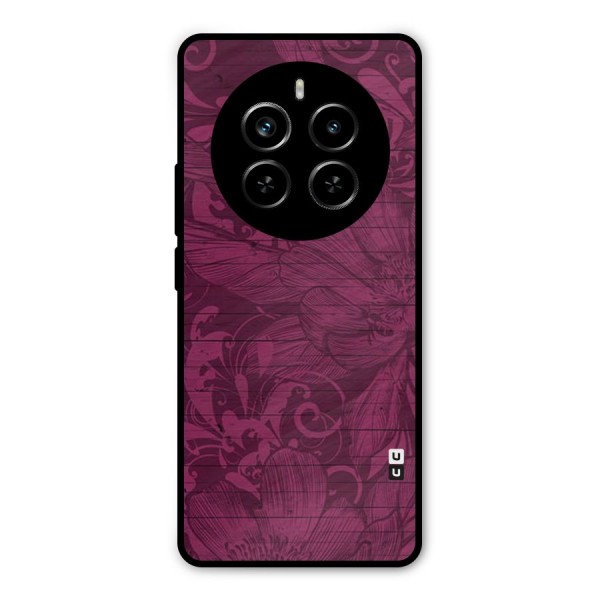 Magenta Floral Pattern Metal Back Case for Realme P1 Pro