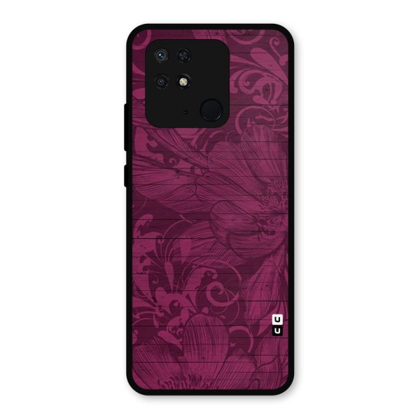Magenta Floral Pattern Metal Back Case for Redmi 10 Power