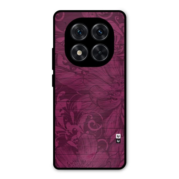 Magenta Floral Pattern Metal Back Case for Redmi Note 14 Pro 5G