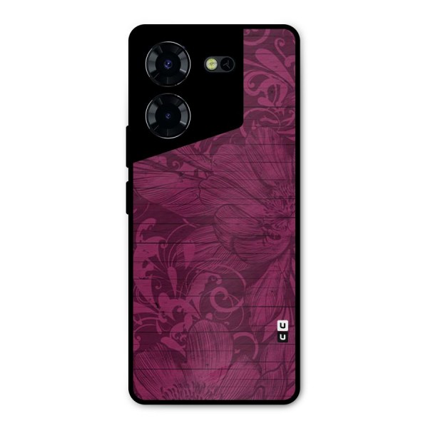 Magenta Floral Pattern Metal Back Case for Tecno Pova 5 Pro 5G