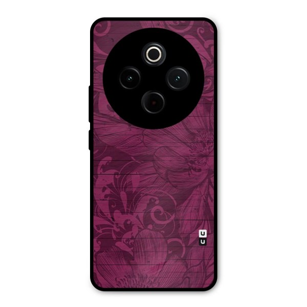 Magenta Floral Pattern Metal Back Case for Vivo T4