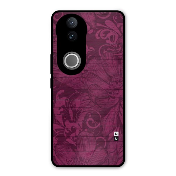 Magenta Floral Pattern Metal Back Case for Vivo V50e