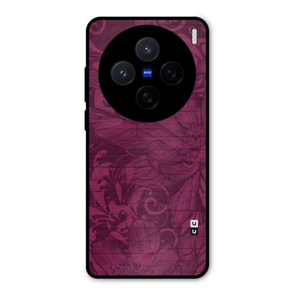 Magenta Floral Pattern Metal Back Case for Vivo X200