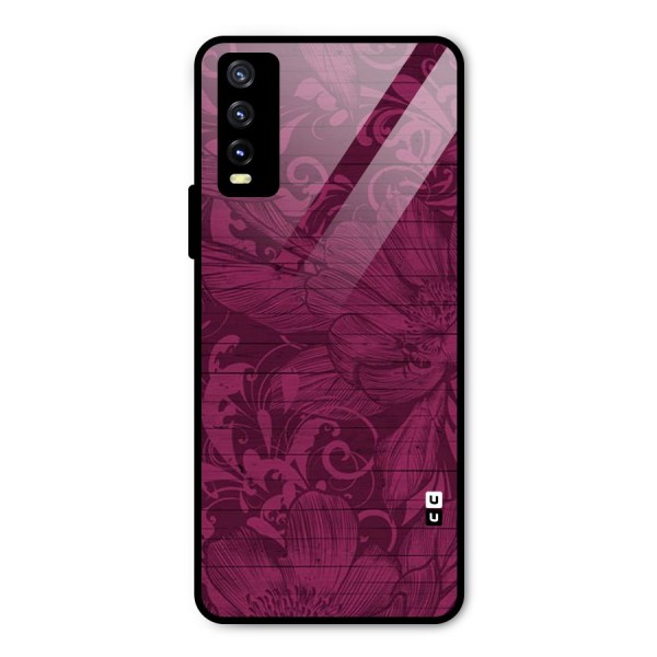 Magenta Floral Pattern Metal Back Case for Vivo Y20i