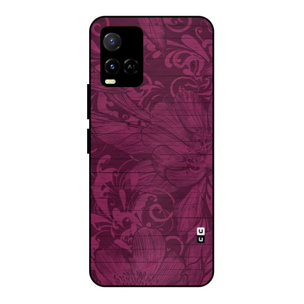 Magenta Floral Pattern Metal Back Case for Vivo Y21T