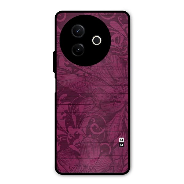 Magenta Floral Pattern Metal Back Case for Vivo Y39