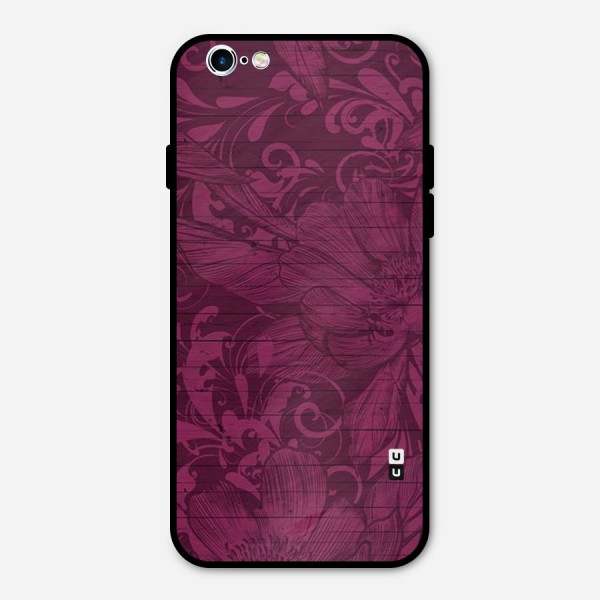 Magenta Floral Pattern Metal Back Case for iPhone 6 6s