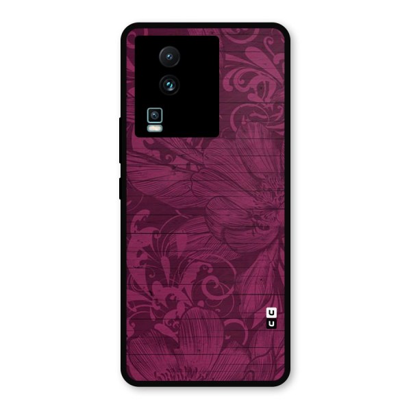 Magenta Floral Pattern Metal Back Case for iQOO Neo 7