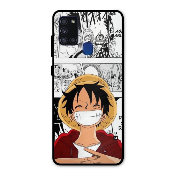 Manga Style Luffy Metal Back Case for Galaxy A21s